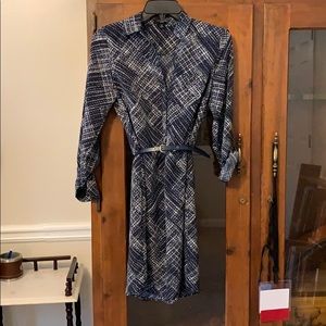 Navy Pattern Ashton Dress with belt